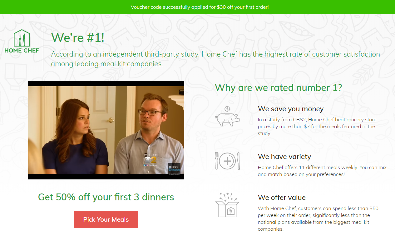 Home Chef AdWords Landing Page